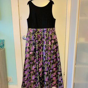 Modcloth Purple Floral Metallic Maxi Dress 1X/16/18